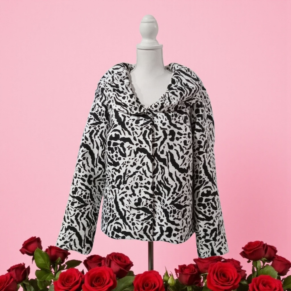 Saint Tropez West‎ Monochrome Patterned Jacket SIZE LARGE BLK. AND WHITE VGC